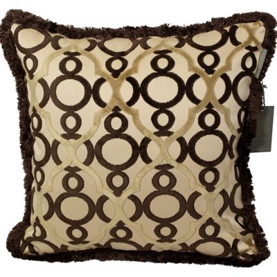 Pillowcase brown/beige with fringe - milano