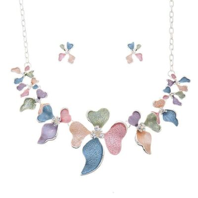 Collana con orecchini - petali di rosa