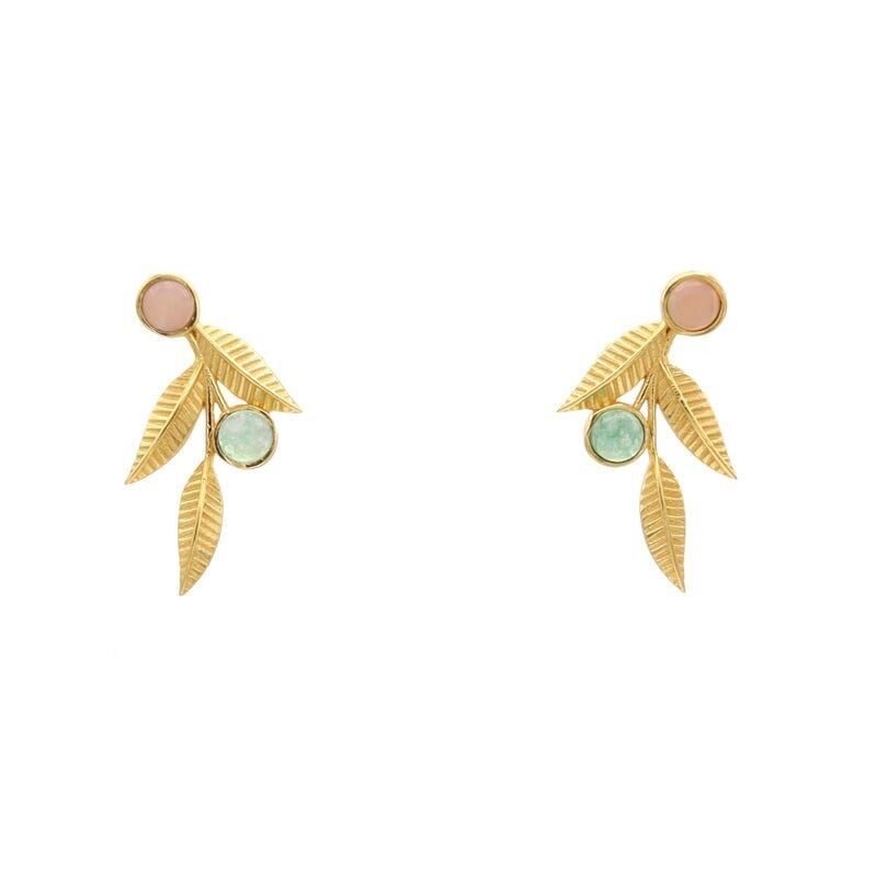 Orecchini Bloom rosa e verde acqua