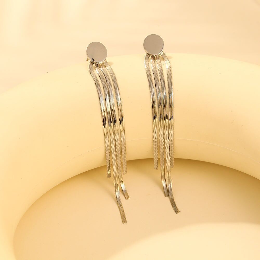 Silberne runde baumelnde Ohrringe