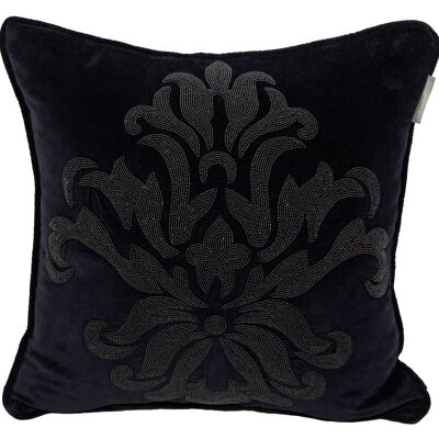 Pillowcase handmade embroidered black/black beads - flower
