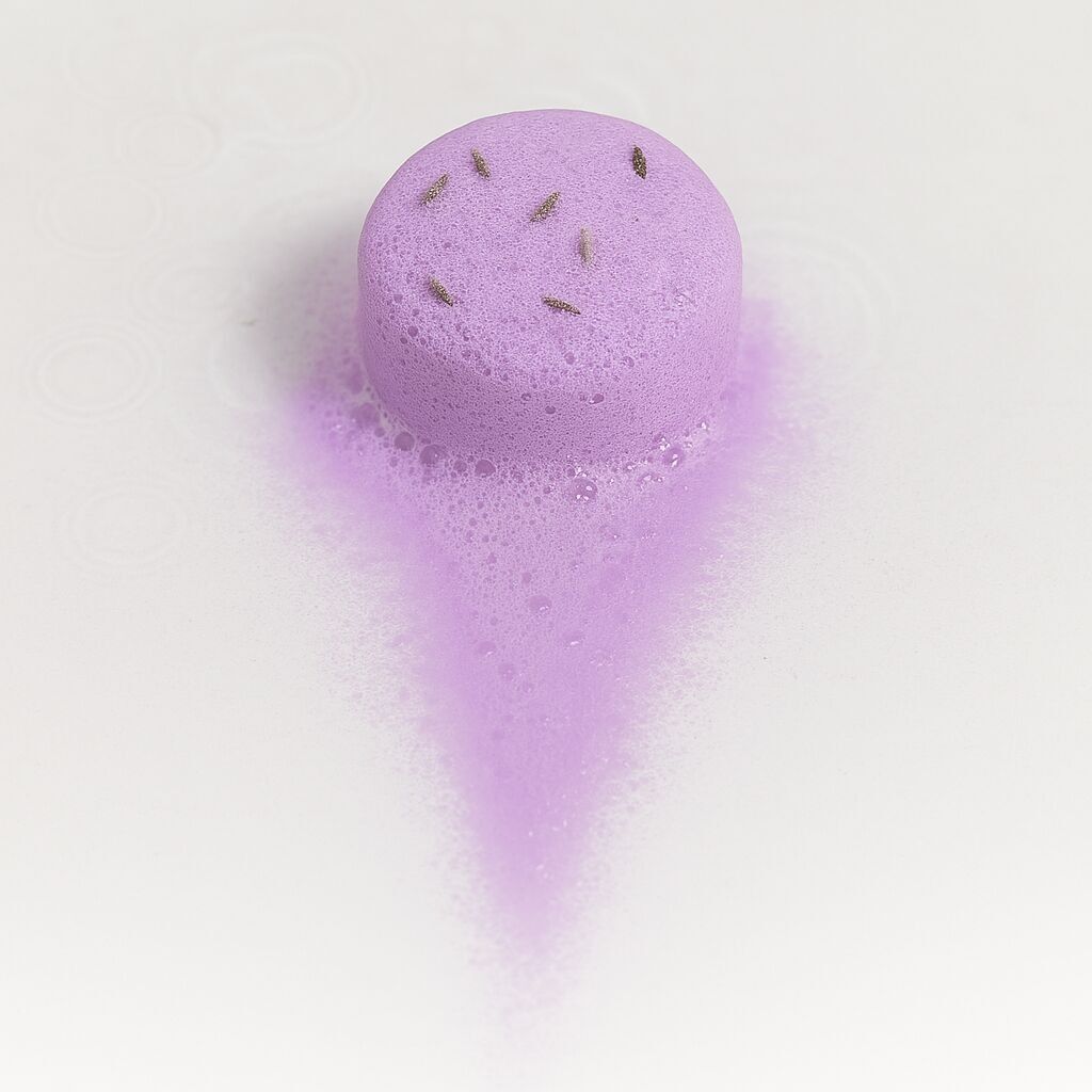 Muestra de vaporizador de ducha con aromaterapia relajante: aroma a salvia, limón y lavanda con semillas de lavanda