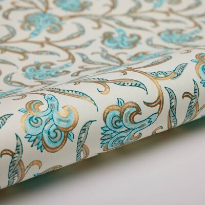 Feuilles de papier d'emballage imprimées en bloc - Iris Glitz Turquoise