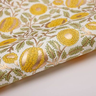 Feuilles de papier d'emballage imprimées en bloc - Souci Glitz Sunshine