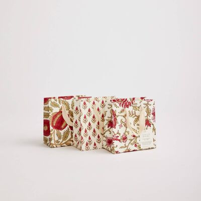 Hand Block Printed Gift Bags (Small) - Scarlet
