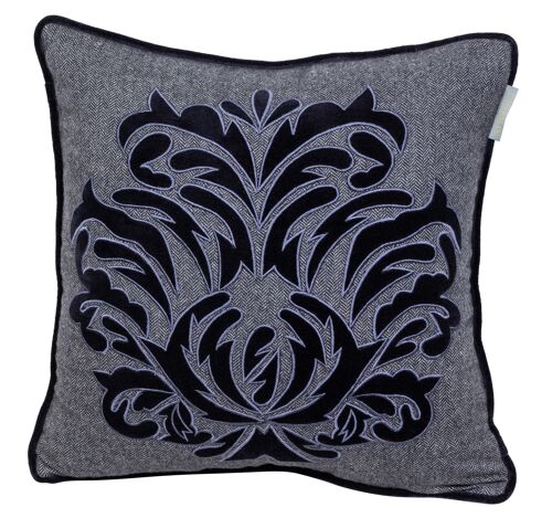 Pillowcase black/grey wool - crown