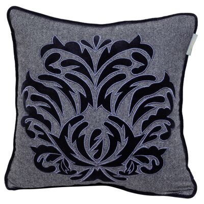 Pillowcase black/grey wool - crown