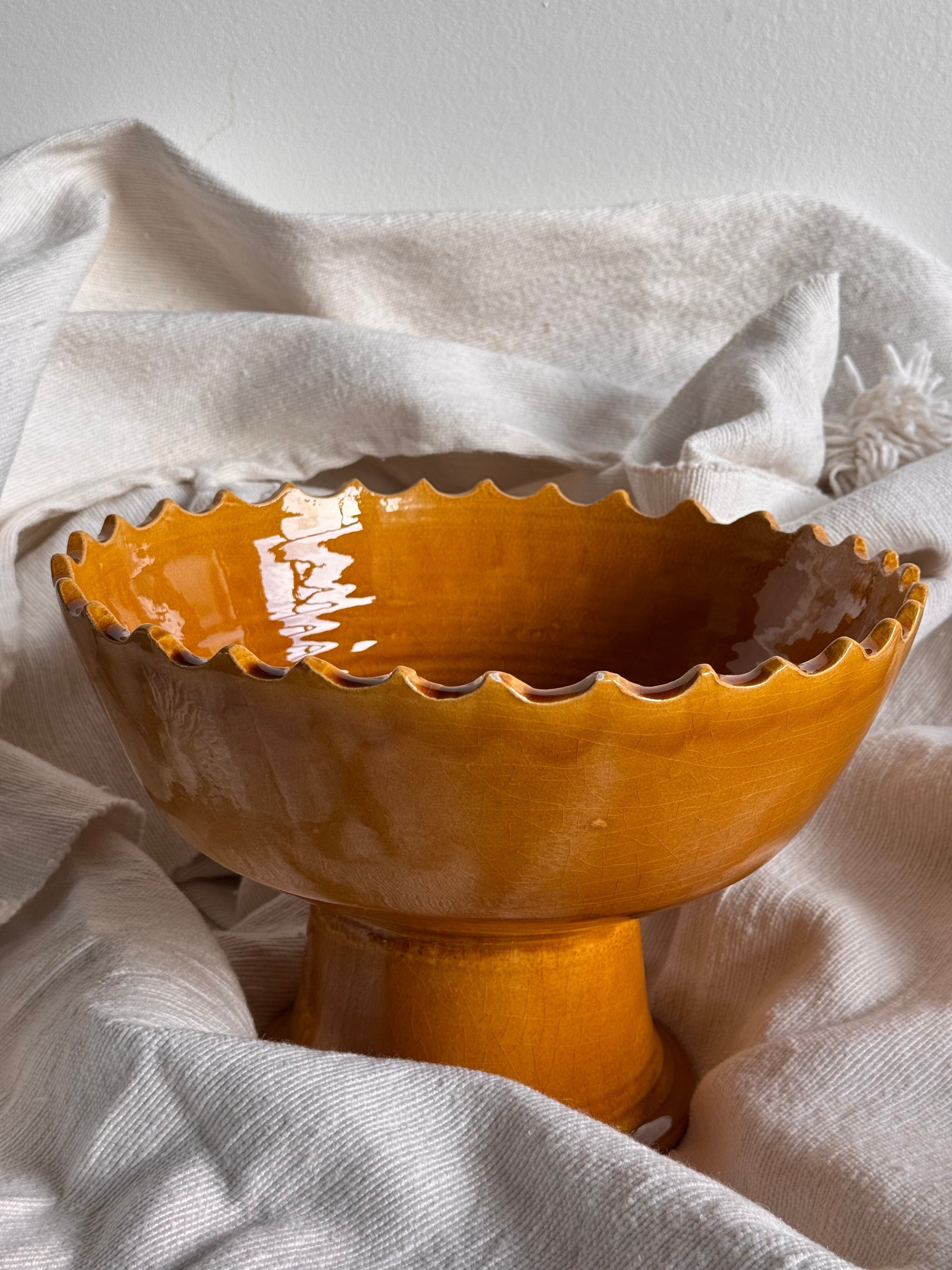 Vintage yellow footed dish