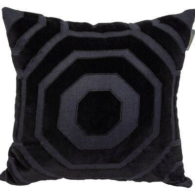 PILLOWCASE BLACK LINEN/VELVET - TIME (50x50cm)