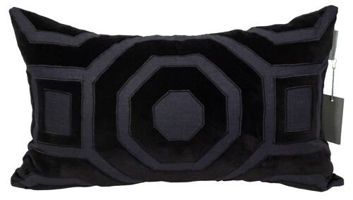 PILLOWCASE BLACK LINEN/VELVET - TIME (40x70cm)