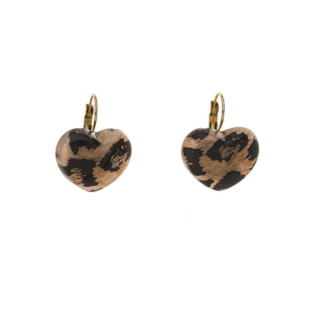 Orecchini - cuore leopardato