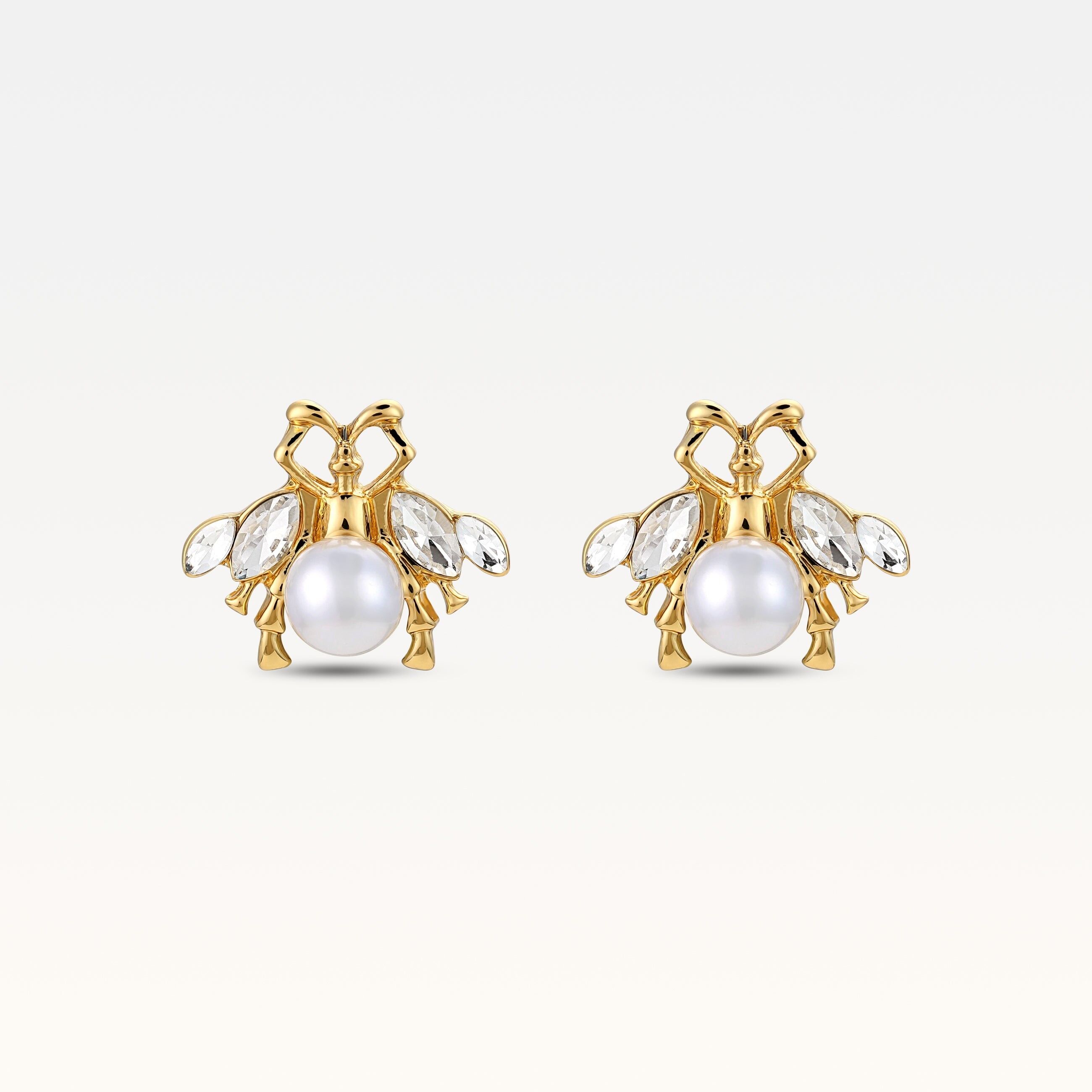 Pendientes de abeja con lirios bañados en oro MB