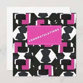 Carte de félicitations géométrique Beat Pink' 1