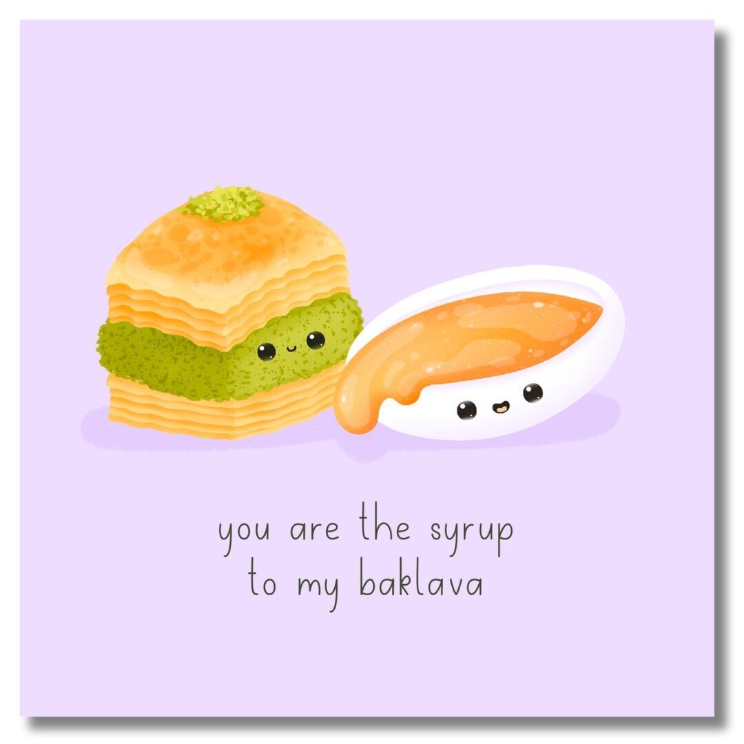 Biglietto di auguri per coppie di amanti del cibo - Baklava e sciroppo