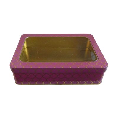 Coffret cadeau marocain en fer blanc avec couvercle à fenêtre - Prune