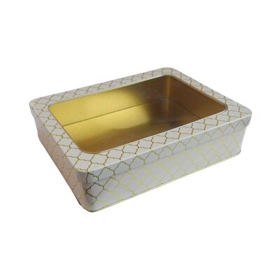 Coffret cadeau marocain en métal avec couvercle à fenêtre - Crème