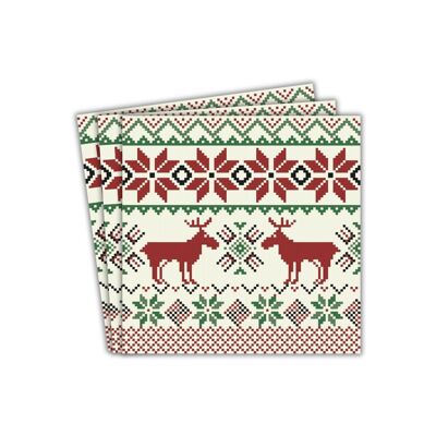 Servilletas de papel para fiestas escandinavas (paquete de 20) - Reno