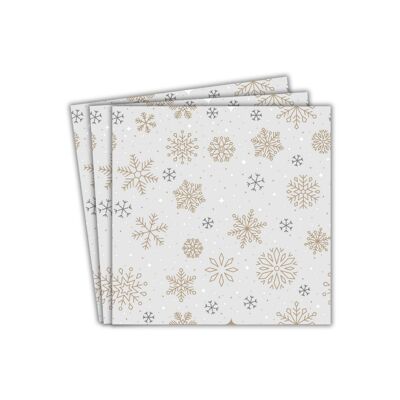 Servilletas de papel para fiestas con copos de nieve (paquete de 20) - Natural