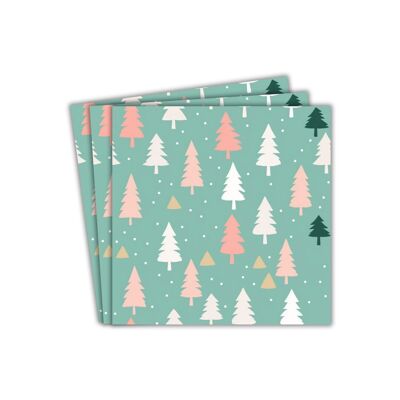 Serviettes en papier Forest Party (20 paquets) - Menthe et rose