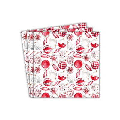 Serviettes en papier pour fêtes Baubles (20 paquets) - Rouge