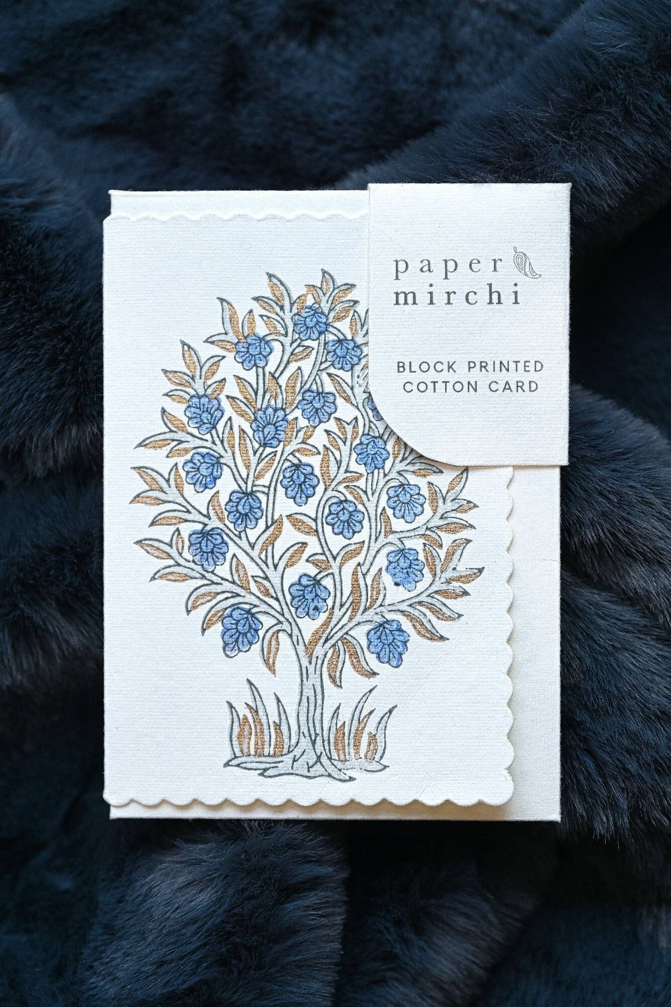 Biglietto di auguri stampato a mano - GC Mogra Periwinkle