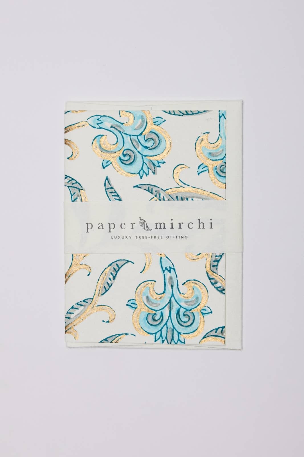 Biglietto d'auguri stampato a mano - Iris Glitz Turquoise