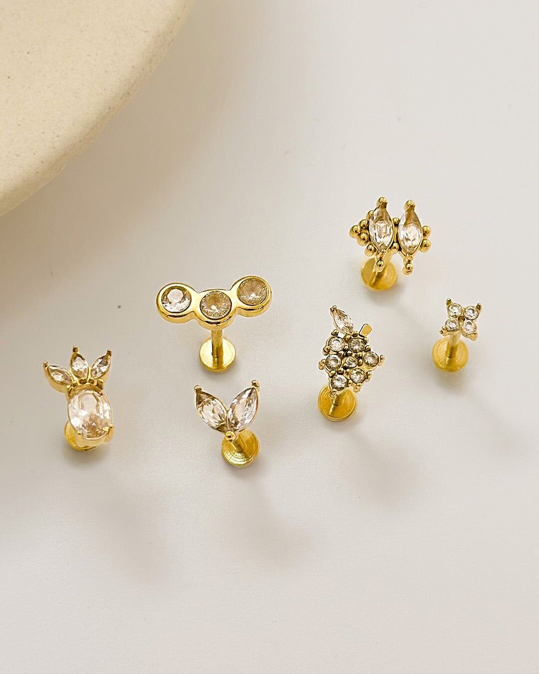 Orecchini Dorati 6 Chips Di Frutta Mista In Strass