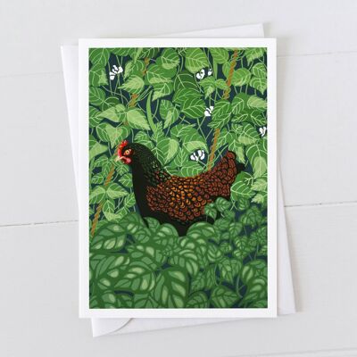 Hen in the Beans Art Card