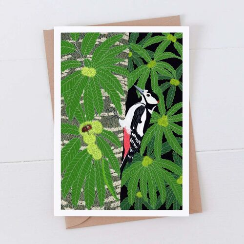 Great Spotted Woodpecker Art Card