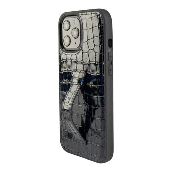 Etui iPhone 12 Pro Max en cuir avec passant pour les doigts Bleu Milano 2
