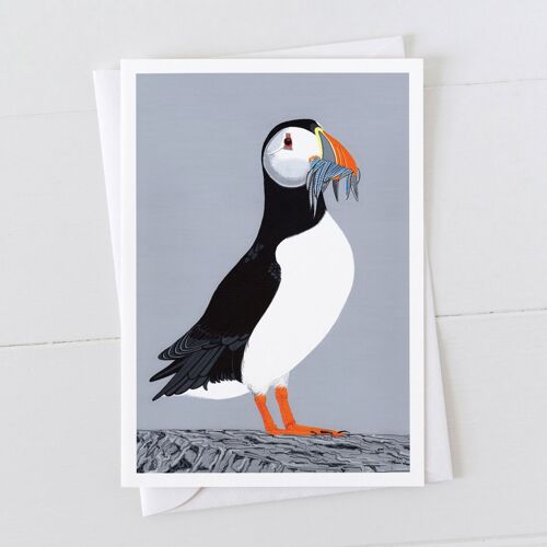 Puffin with Sand Eels Art Card