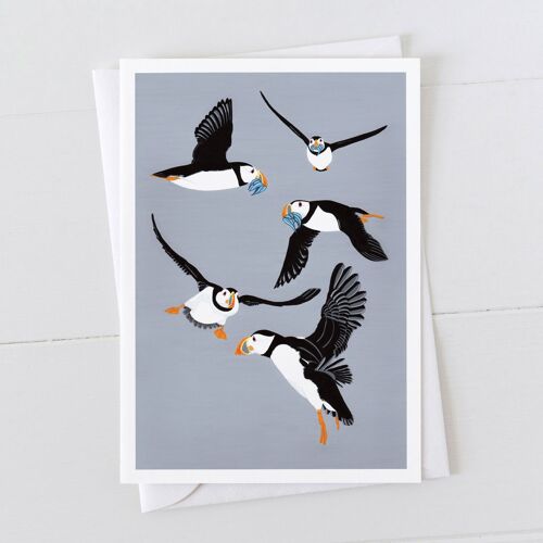 Puffins in Flight Art Card