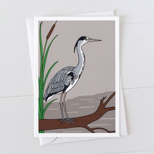 Grey Heron Art Card
