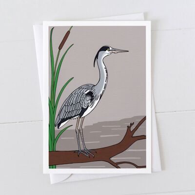 Grey Heron Art Card