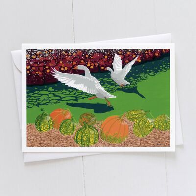 Geese in the Pumpkins Art Card