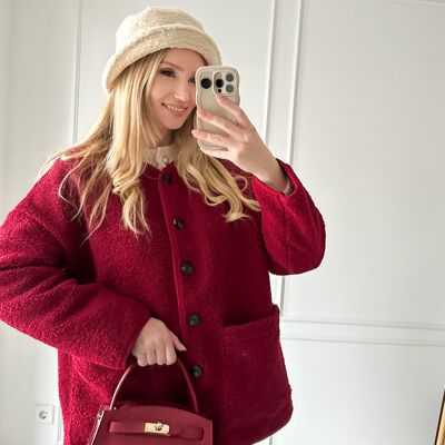 Teddy jacket burgundy – oversized fit