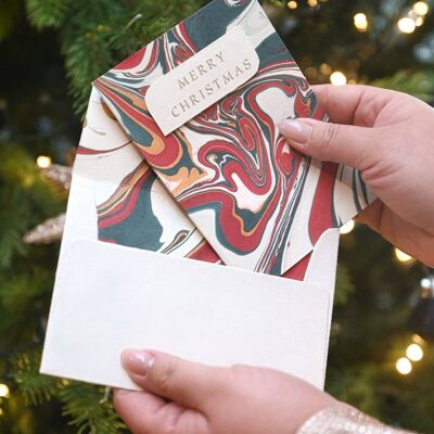 Biglietto di auguri marmorizzato a mano - Free Spirit Festive Mix