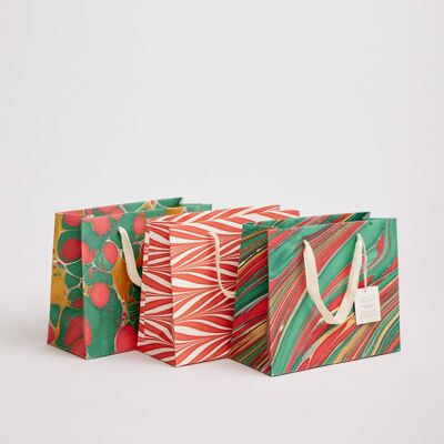 Hand Marbled Gift Bags (Medium) - Christmas Glitz