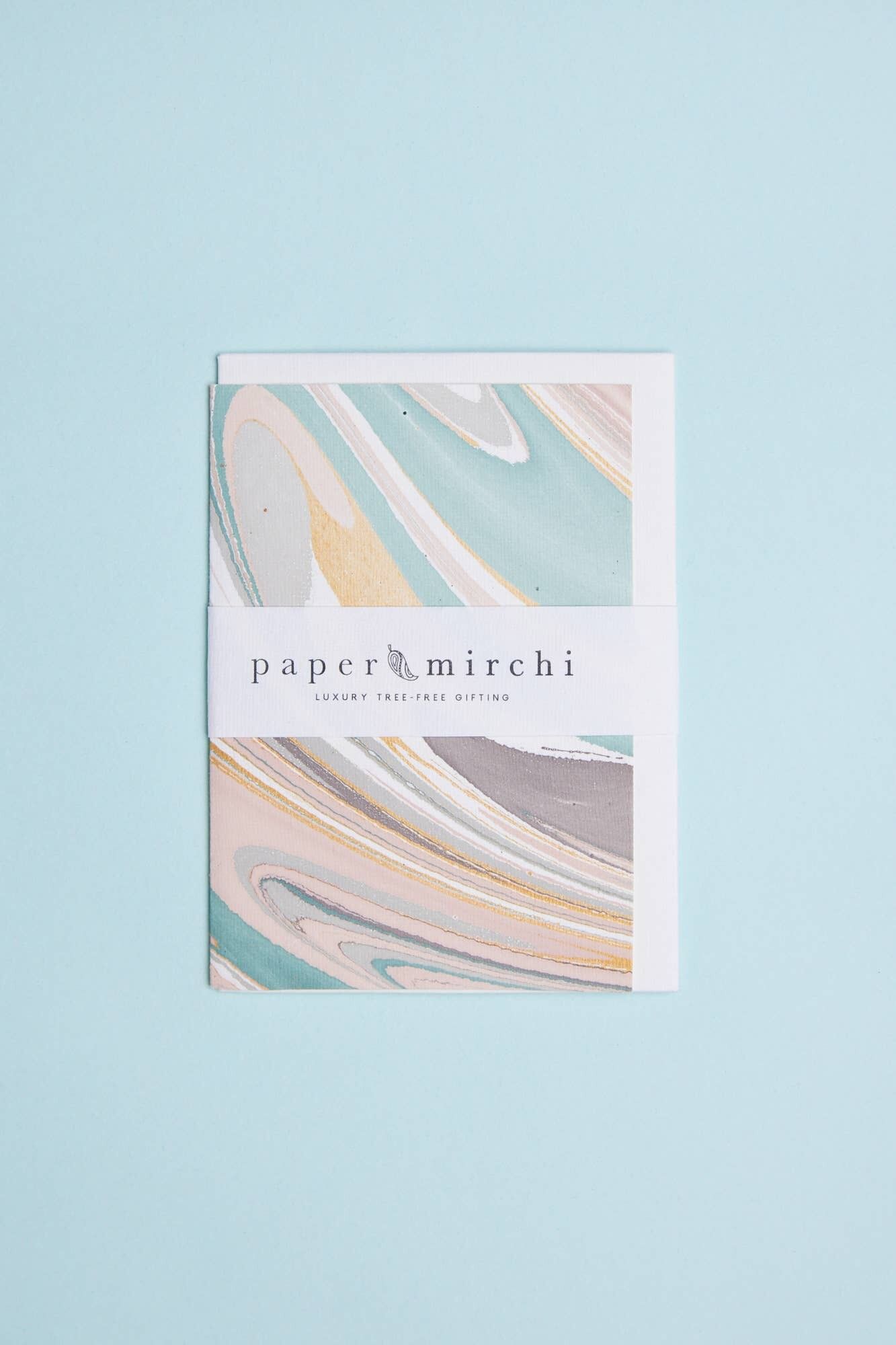 Biglietto d'auguri marmorizzato a mano - Onde Quarzo Rosa