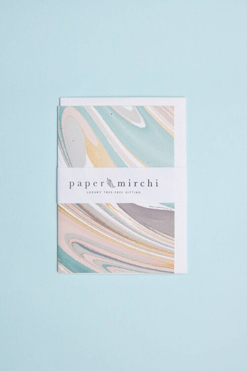 Hand Marbled Greeting Card - Waves Rose Quartz