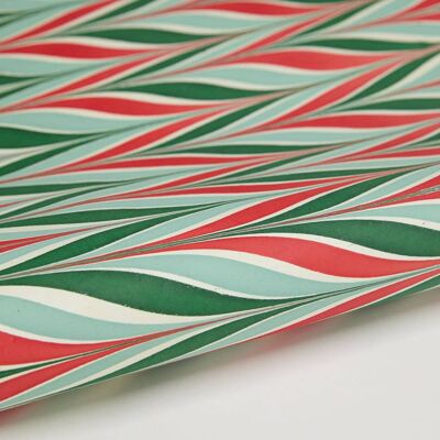 Hand Marbled Wrapping Paper Sheets- CandyStripes Festive Mix