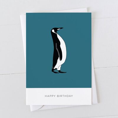 Tarjeta del feliz cumpleaños del pingüino