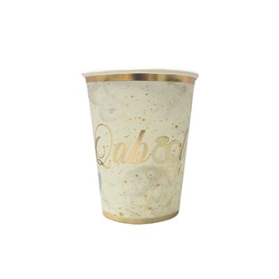Vasos para fiestas de la tripulación Qabool (paquete de 10) - Gris y dorado