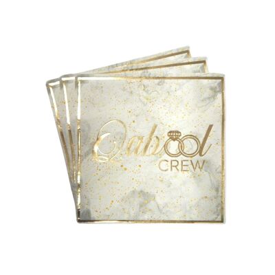 Serviettes de fête Qabool Crew (paquet de 20) - Gris et Or