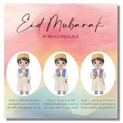 Biglietto di auguri per l'Eid Mubarak in lingua dei segni