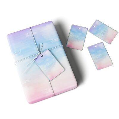 Emballage et étiquette cadeau Salam - Pastel et irisé