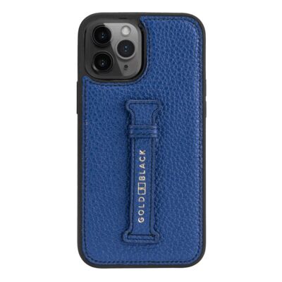iPhone 12 Pro Max leather sleeve with finger loop nappa blue