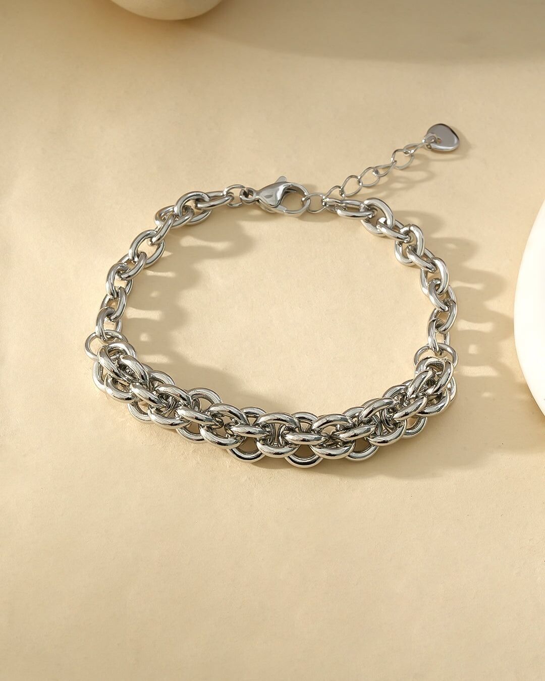 Silbernes Armband, geflochten, große Glieder, mehrlagig