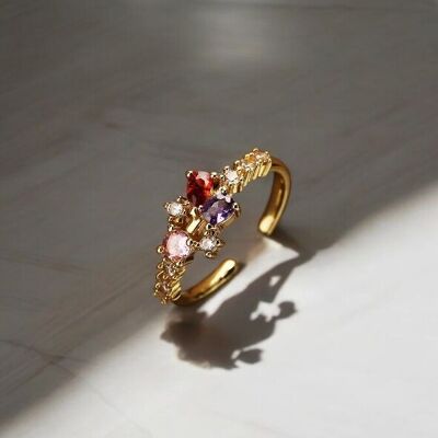 Bague Ama plaquée or avec zircons