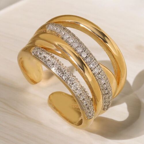Ring Lea gold plated with zircons